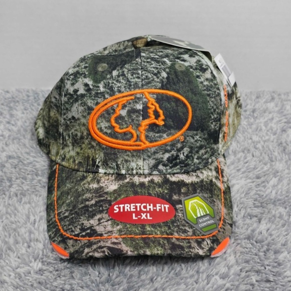 Mossy Oak Mountain Country Camo Blaze Orange Stretch-Fit Sz L/XL Hat NEW Hunting